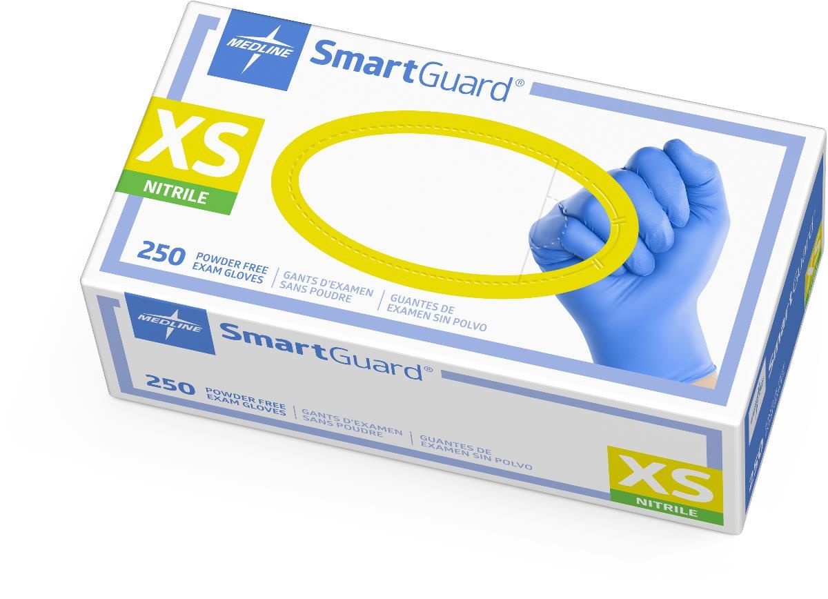 SmartGuard® Powder-Free Nitrile Exam Glove, Blue; Extra Small