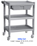 Plastic Utility Cart with 3 Shelves & Integrated Drawer