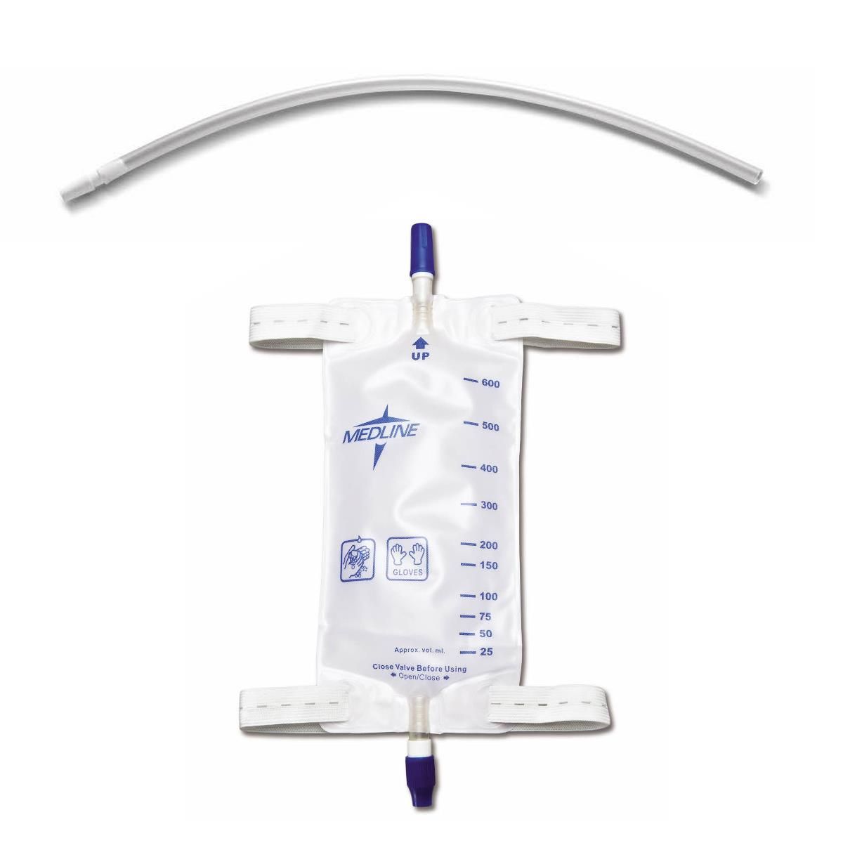 Leg Bag with Twist Valve Drain, 600 mL, Medium with Extension Tubing 18" (46 cm)