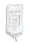 Genuine supplier packaging photograph of Baxter DextroseSaline; selected bag volume and selling case stated in listing.