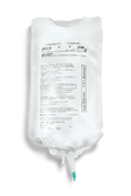 Genuine supplier packaging photograph of Baxter DextroseSaline; selected bag volume and selling case stated in listing.