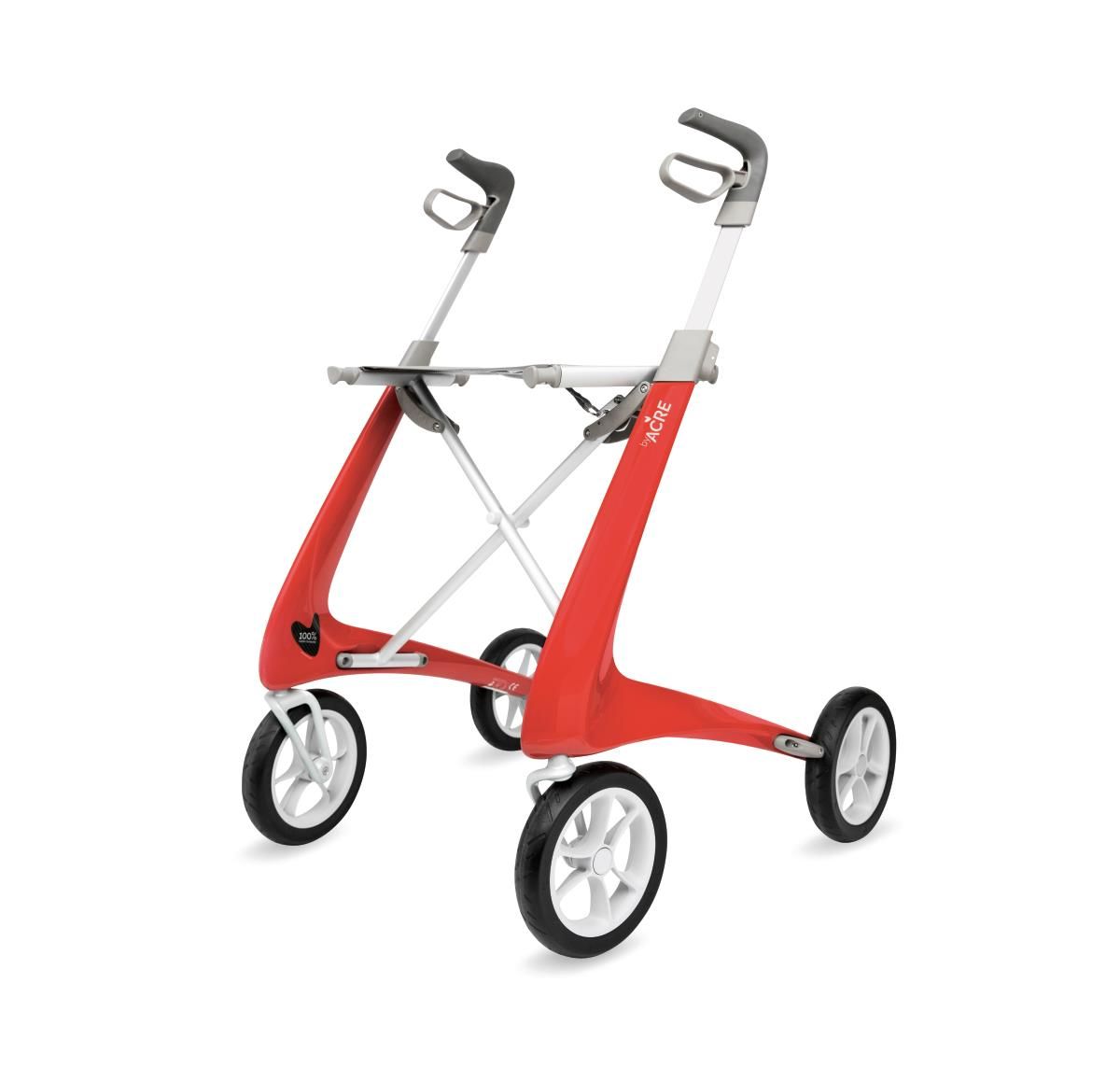 byACRE Carbon Fiber Rollator; Red, 16.5" W x 24" H