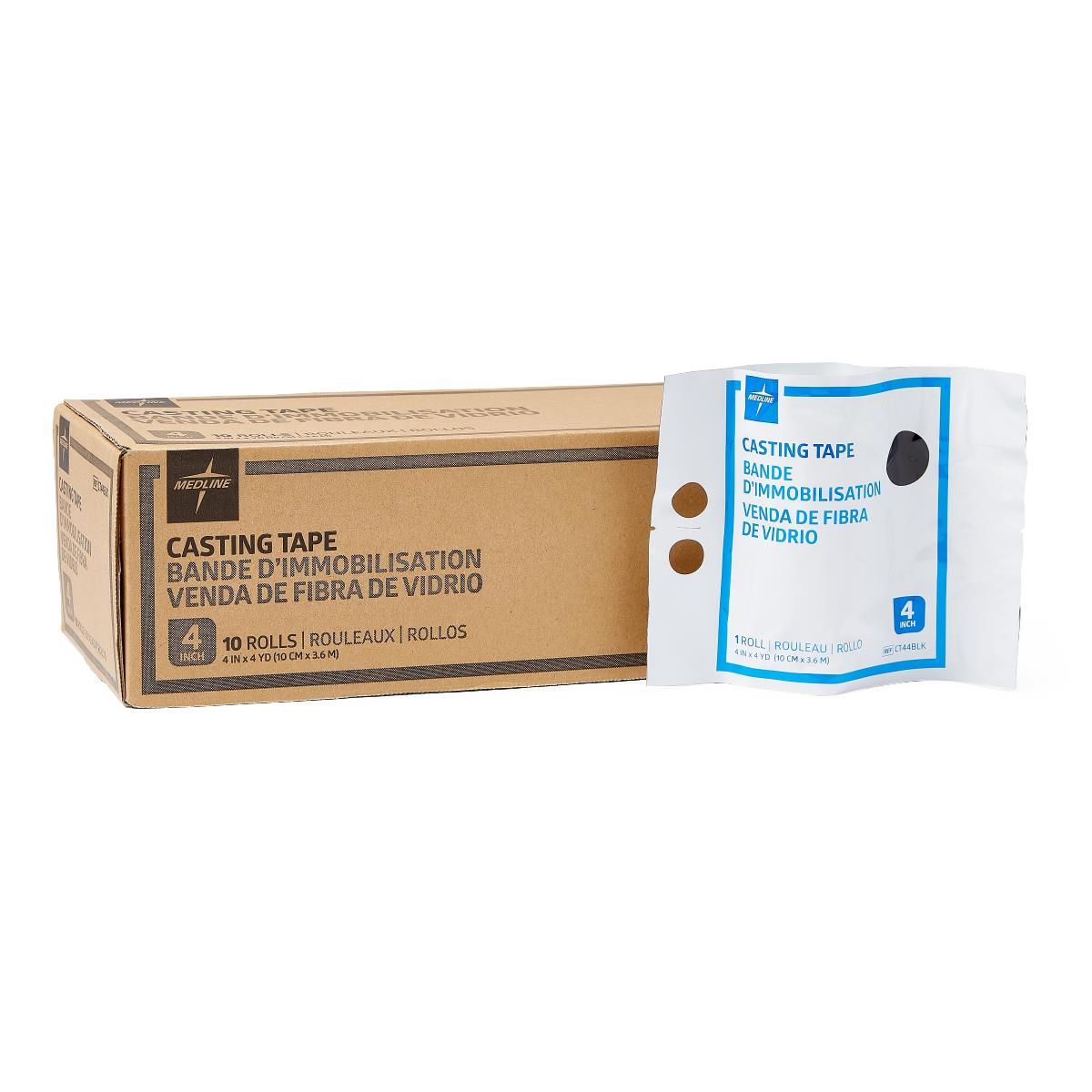 Lightweight Fibreglass Casting Tape; 4" x 4yd.(10 cm x 3.65 m), Black — Box of 10