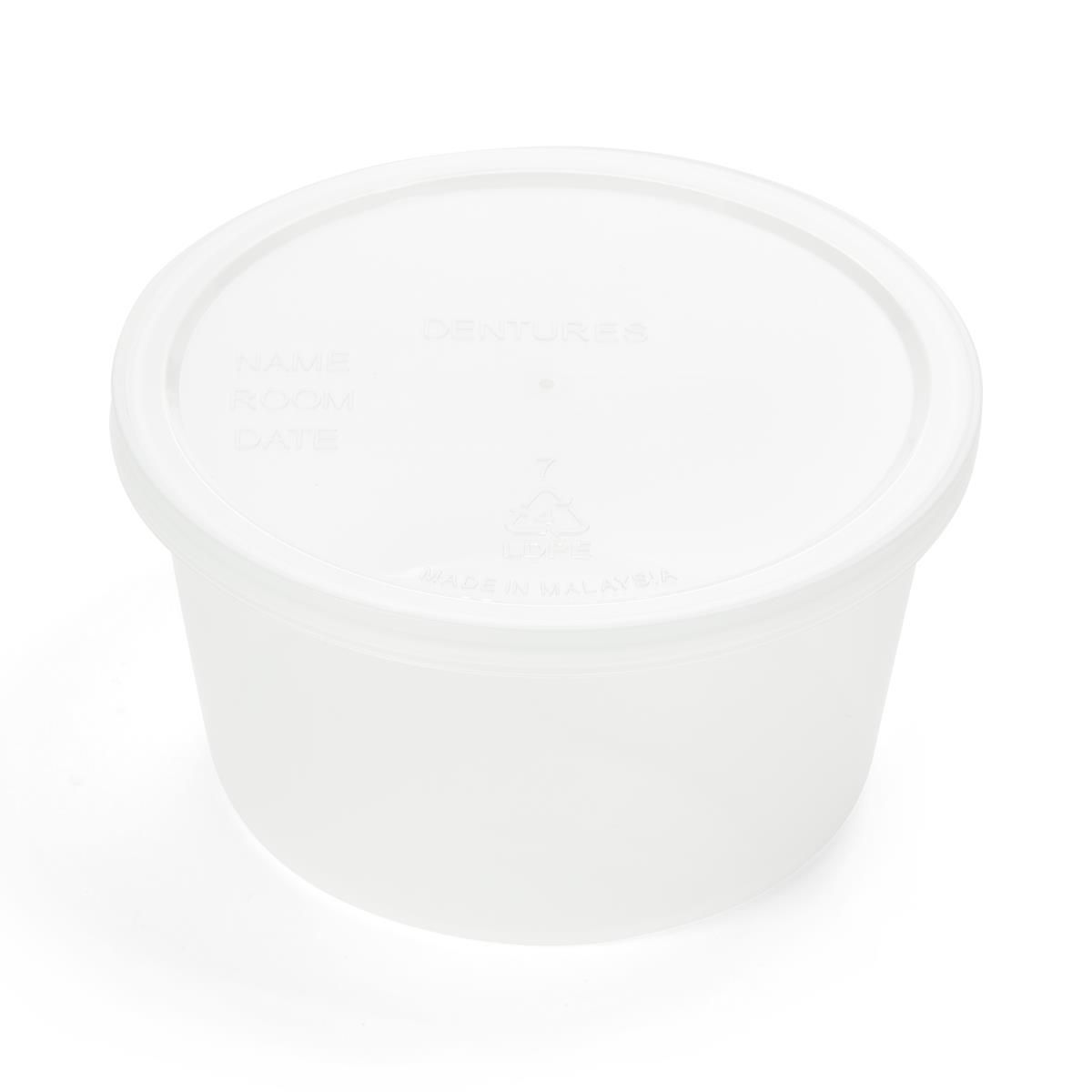 Denture Plastic Container; Clear — Case of 250