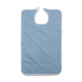 Medline blue terry adult clothing protector with hook-and-loop neck closure