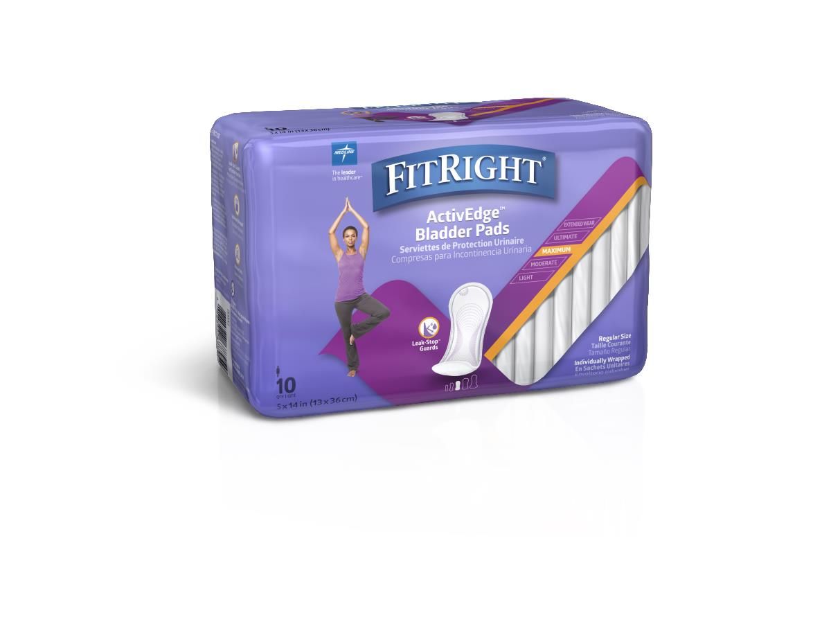 FitRight® ActivEdge Women's Bladder Control Pads; Maximum, 5" x 14" (13 cm x 35.5 cm)