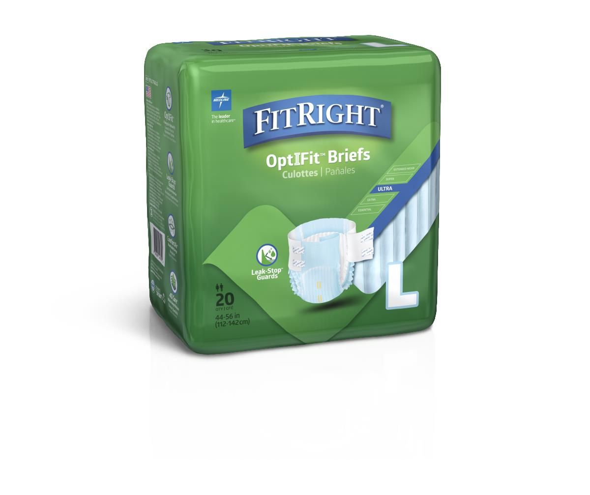 FitRight® Ultra Incontinence Briefs; Large, 46"-56" (112 cm-142 cm), Blue