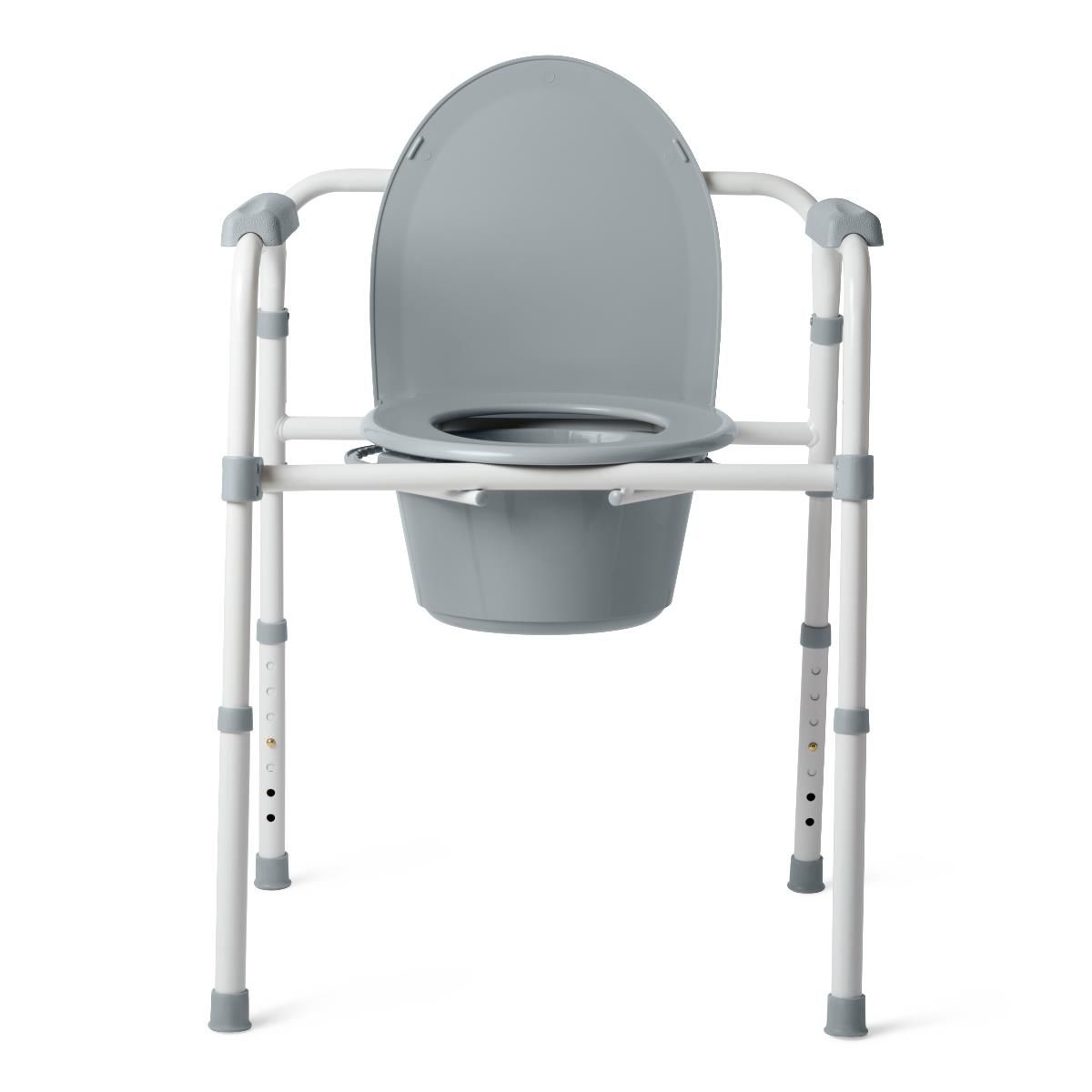 Standard Steel Commode; Includes Seat with Lid, Bucket, Armrests, and Splashguard — Case of 4