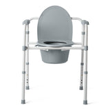 Standard Steel Commode; Includes Seat with Lid, Bucket, Armrests, and Splashguard — Case of 4