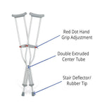 Aluminum Crutch with Red-Dot Hand Grip; Tall Adult — Case of 8 Pairs