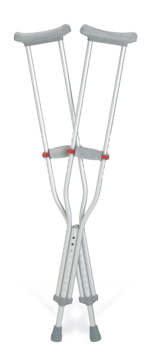 Aluminum Crutch with Red-Dot Hand Grip; Adult — Case of 8 Pairs