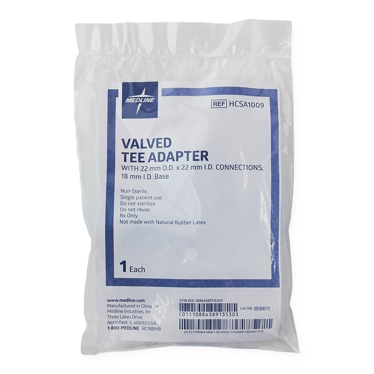 Valved Aerosol Tee Adapter; 22 mm O.D./I.D.