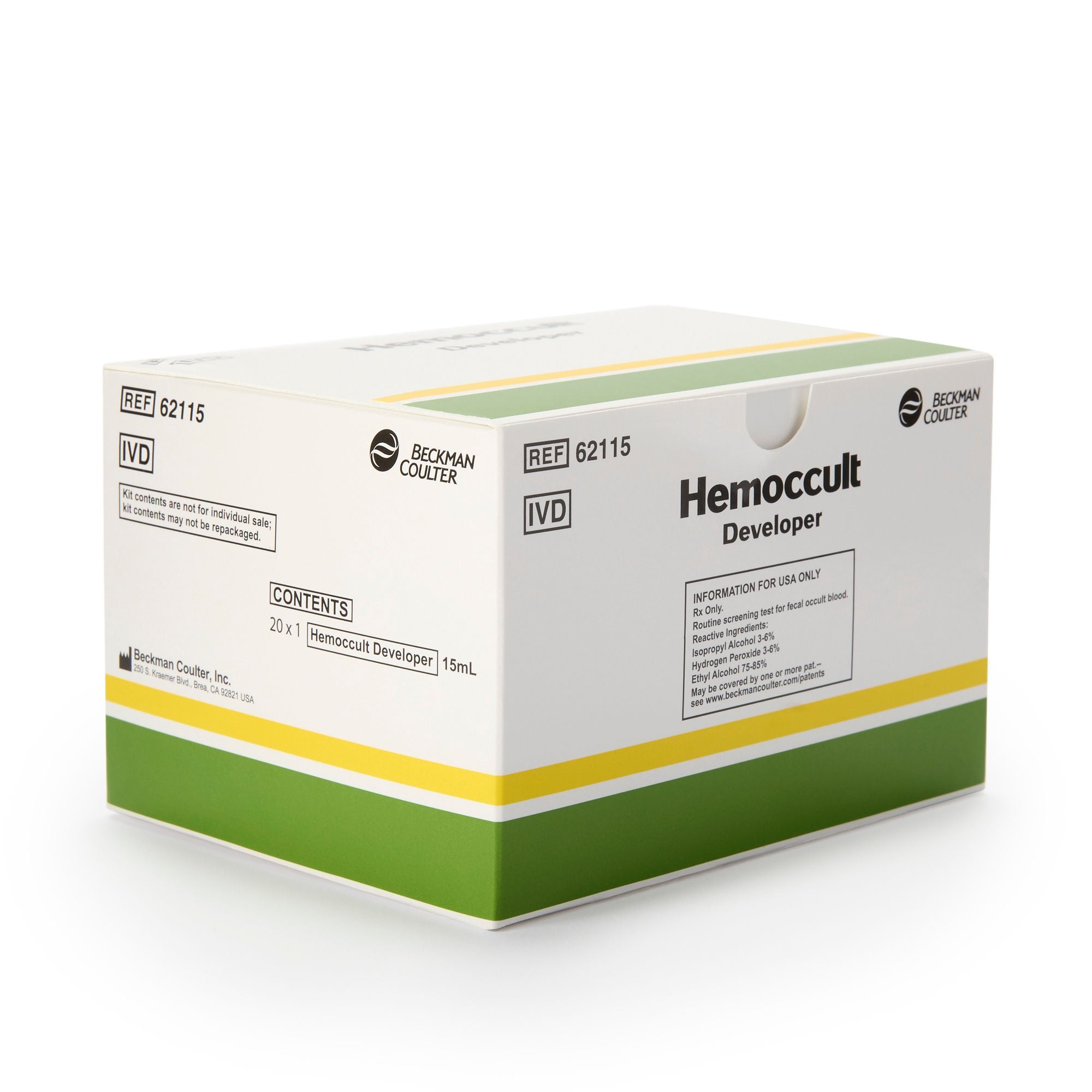 Hemoccult Developer 15 mL, box of 20 bottles; McKesson item 51208 / reference 62115
