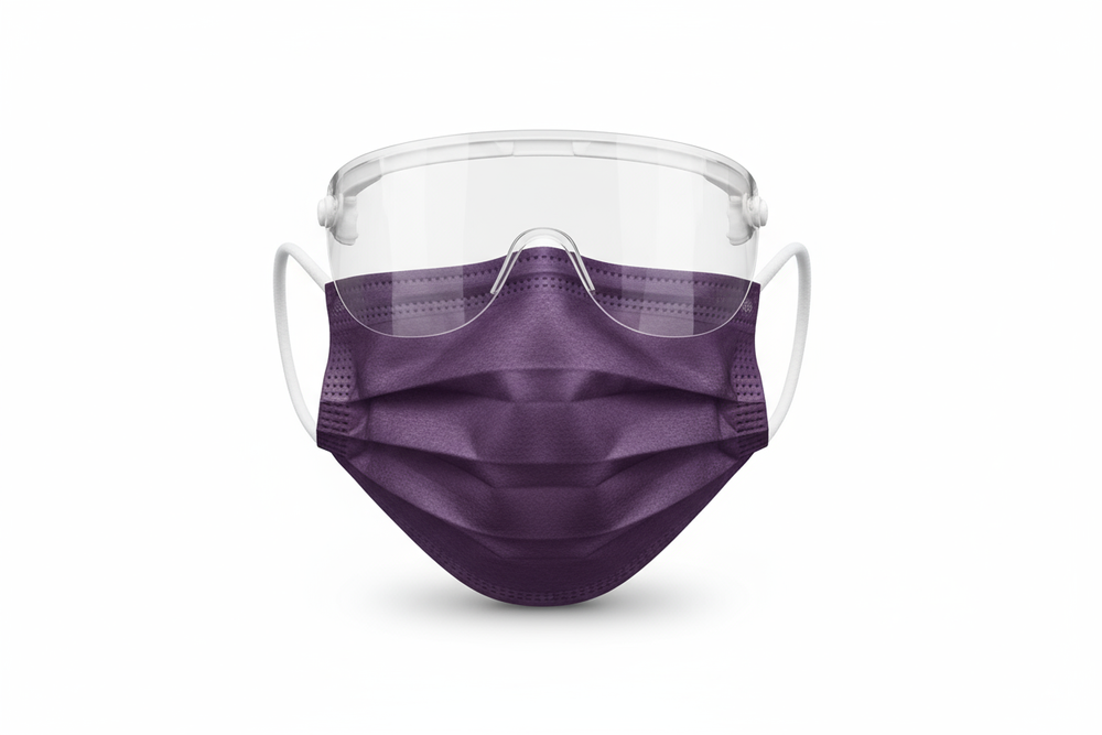 ASTM Level 3 face mask with shield, lilac