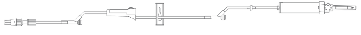 Medline Gravity96 IV administration set supplier schematic; illustration is not to scale