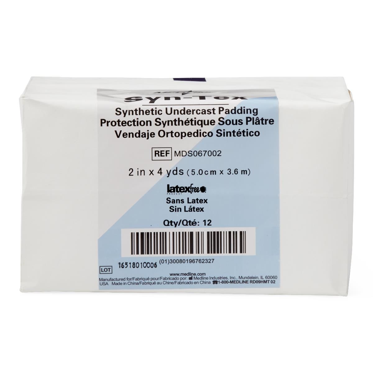 Syn-Tex Synthetic Cast Padding, Non-Sterile; 2" x 4 yd. (5 cm x 3.65 m) — Case of 72
