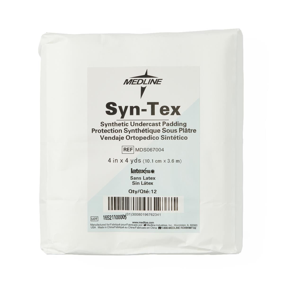 Syn-Tex Synthetic Cast Padding, Non-Sterile; 4" x 4 yd. (10 cm x 3.65 m) — Case of 72
