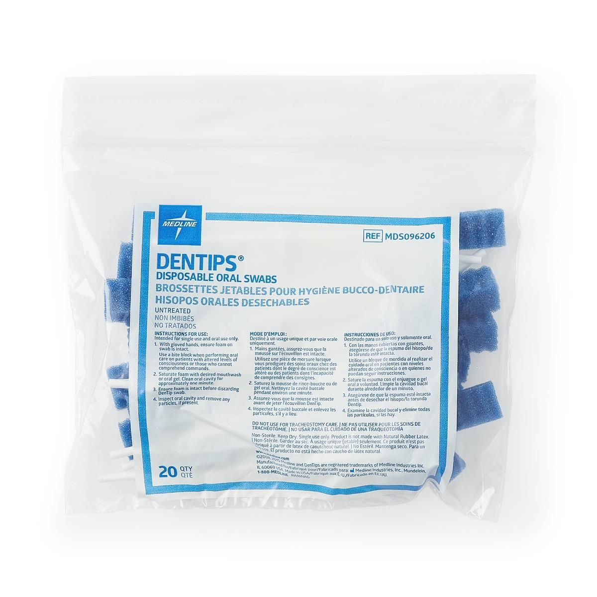 DenTips Oral Swab; untreated, adult — Case of 50