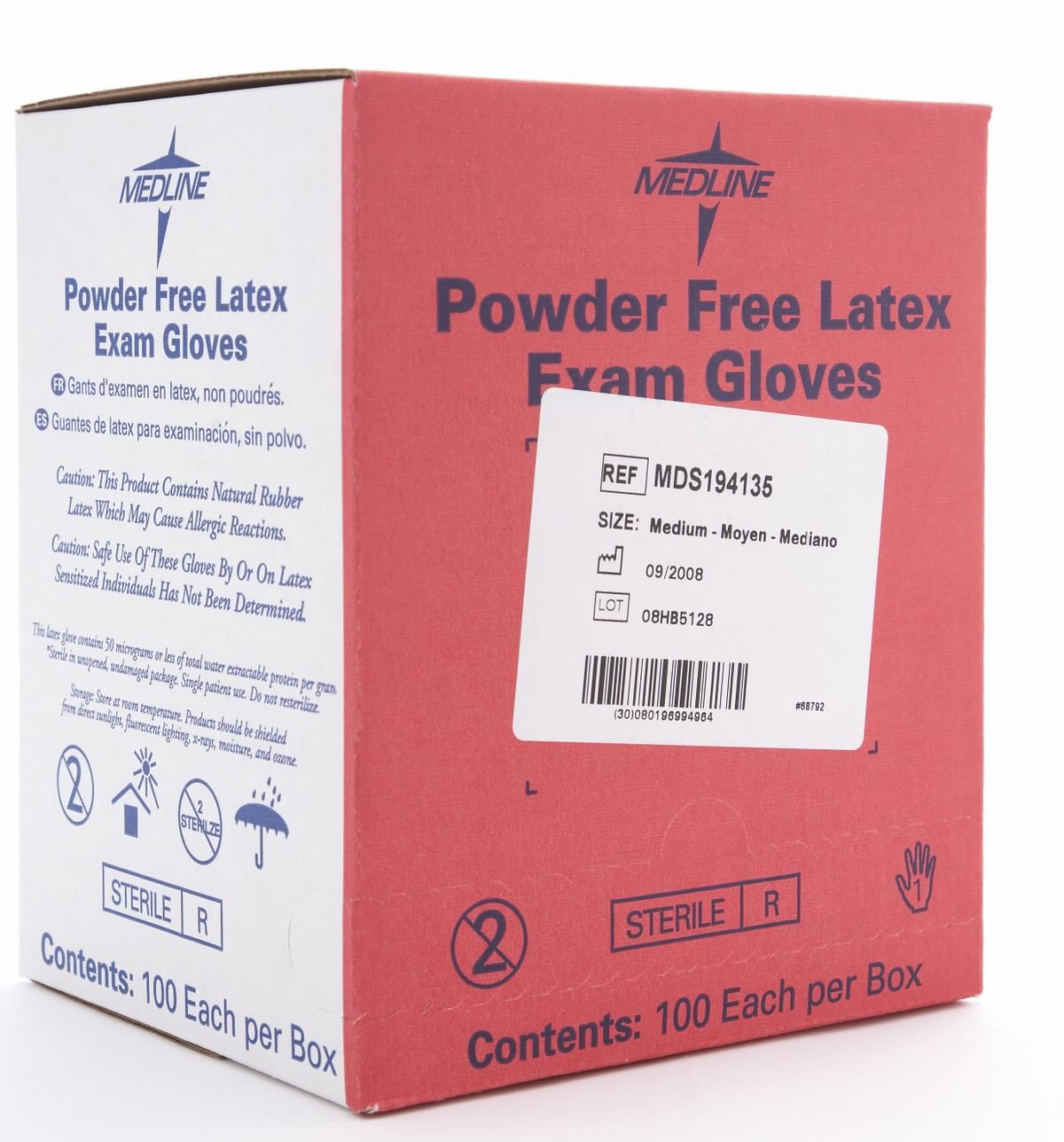 Sterile Powder-Free Latex Exam Glove, Beige; Medium, Individual — Box of 100