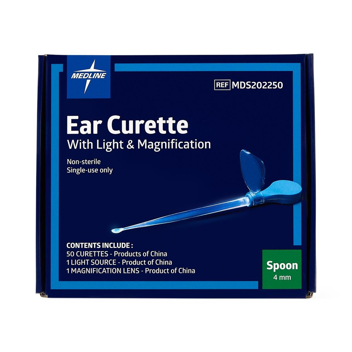 Lighted Spoon Ear Curette; Spoon, 4 mm — Box of 50