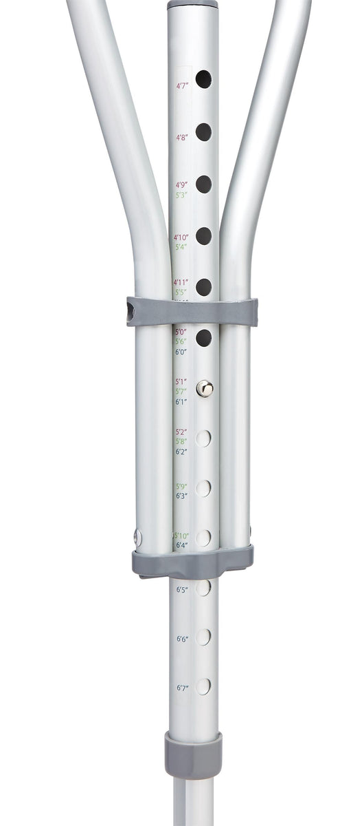 Quick-Fit Aluminum Crutch with Red Dot Hand Grip; 4'7" - 6'7" — Case of 2