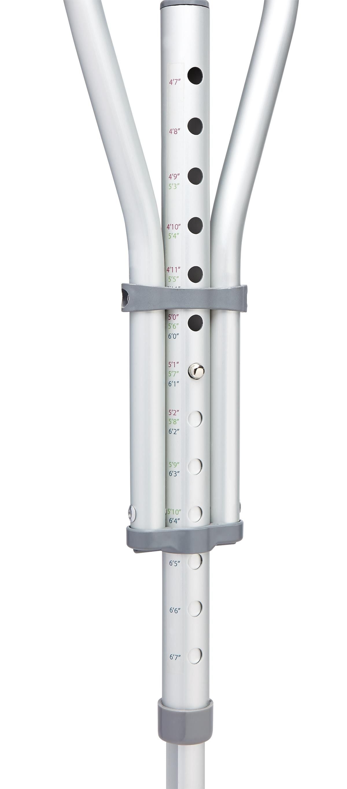 Quick-Fit Aluminum Crutch with Red Dot Hand Grip; 4'7" - 6'7" — Case of 2