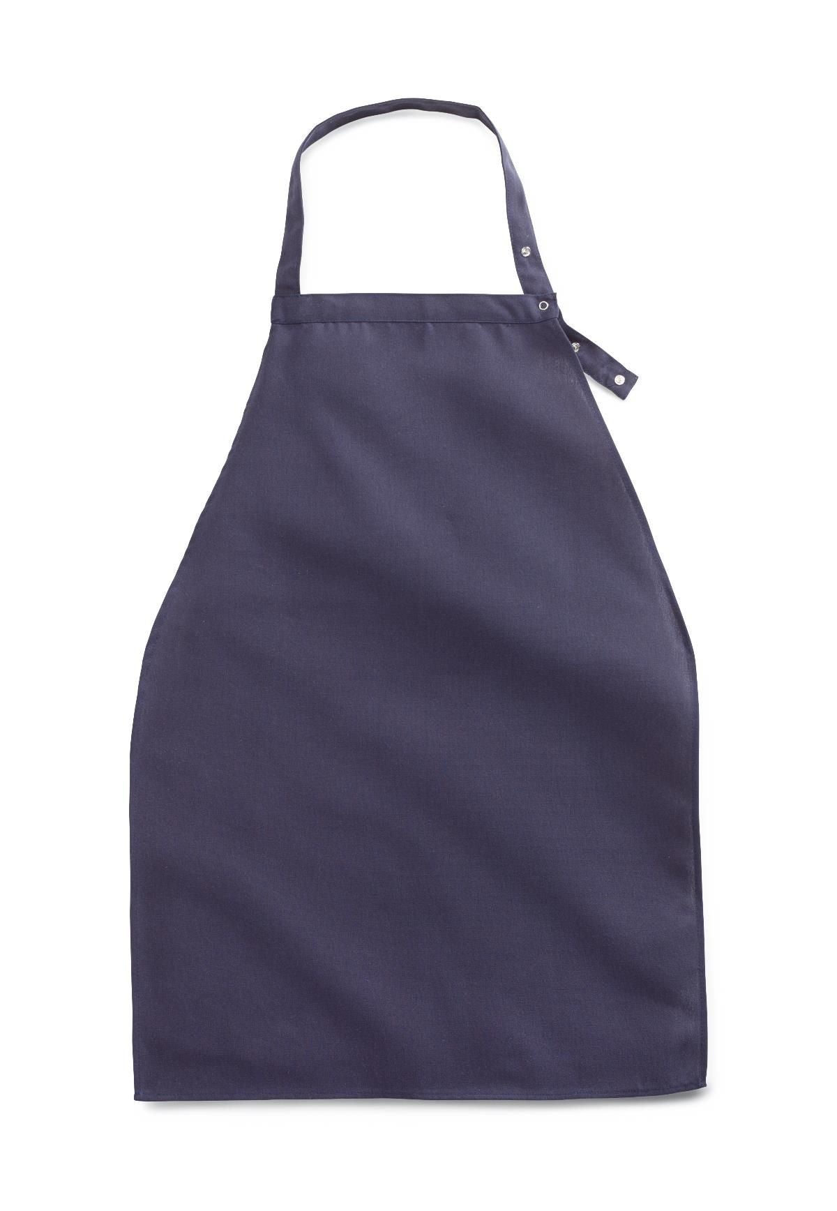 Medline navy apron-style bib with snap closure, model MDT014113NAVY