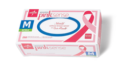 Pink glove family packaging from Medline catalogue; pictured box may show another size