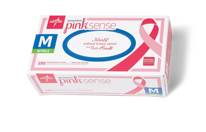 Pink glove family packaging from Medline catalogue; pictured box may show another size