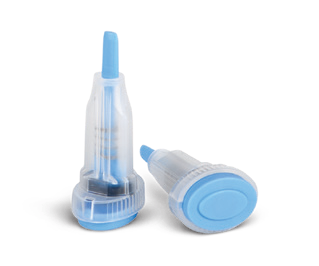 Medline light blue 28-gauge push-button safety lancet, 1.6 mm depth