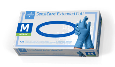 SensiExt glove family packaging from Medline catalogue; pictured size is illustrative