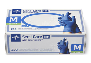 SensiIce glove family packaging from Medline catalogue; pictured size is illustrative