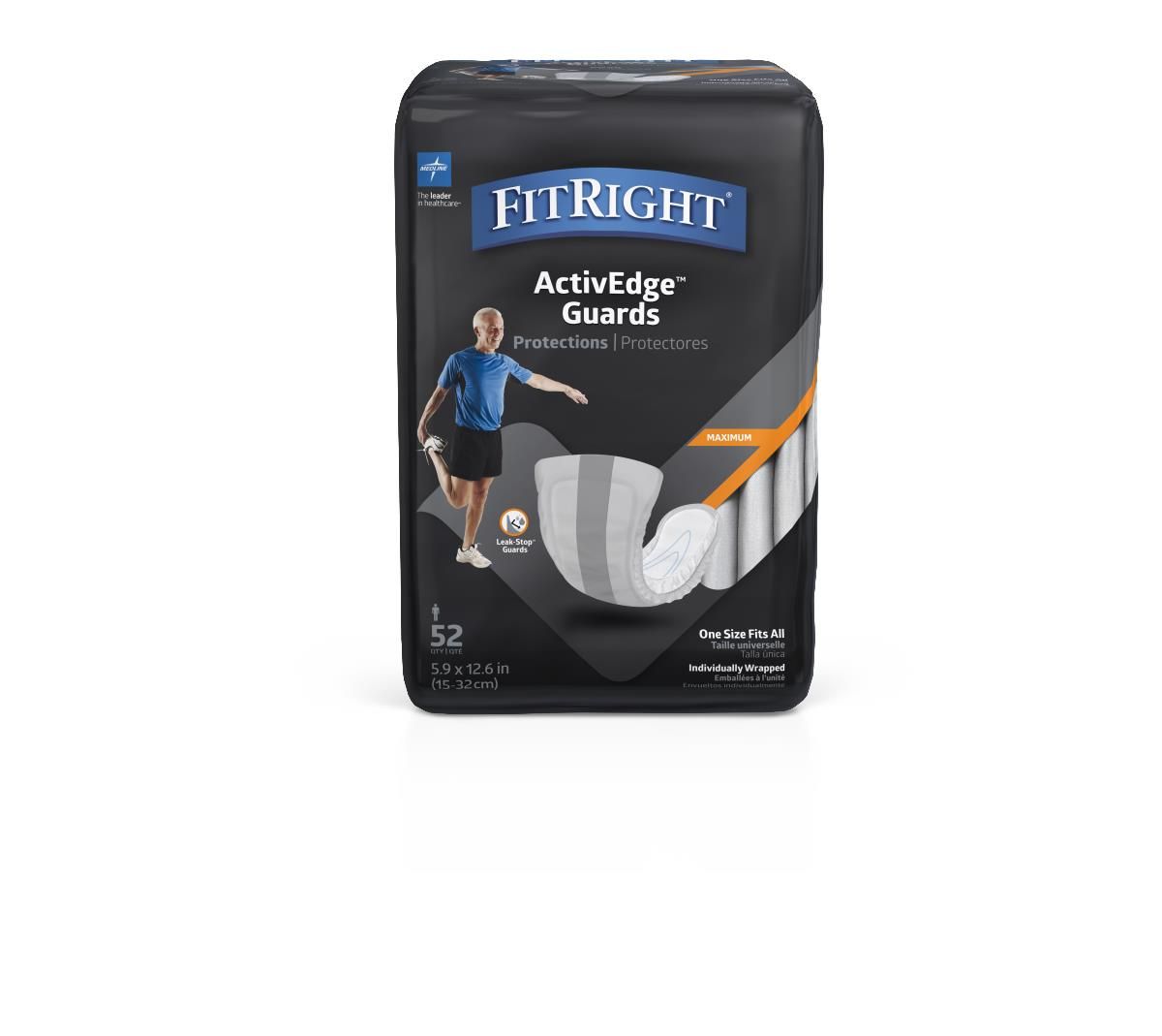 FitRight® Active Male Incontinence Guard; 6" x 11" (15 cm x 28 cm)