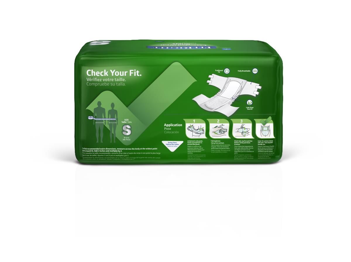 Extended-Wear High-Capacity Adult Incontinence Brief; Small, 19"-31" (48 cm - 79 cm)