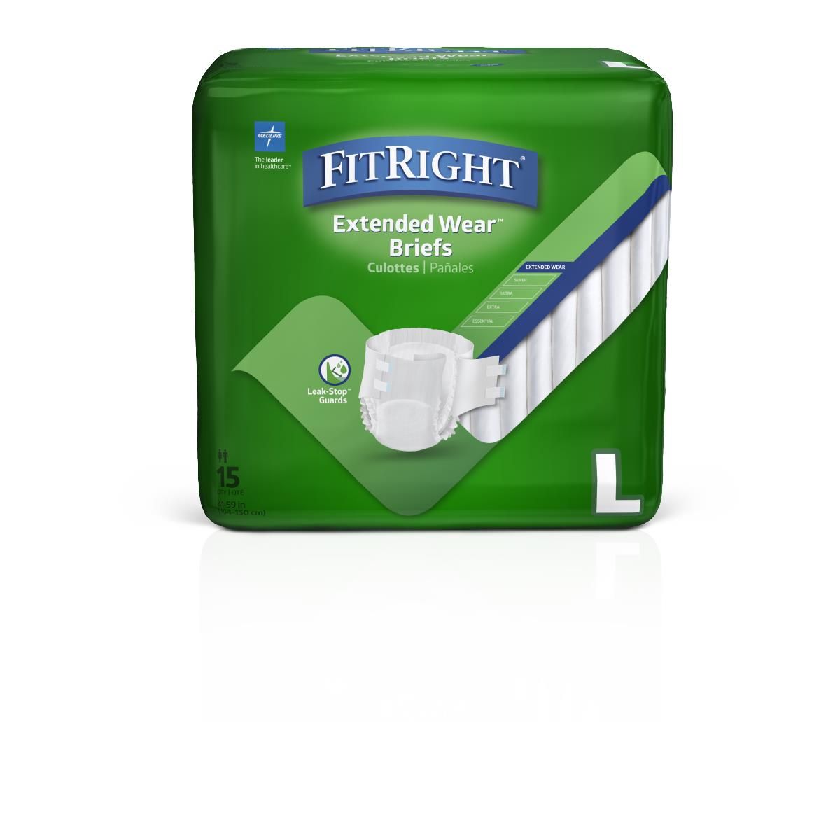 Extended-Wear High-Capacity Adult Incontinence Brief; Large, 41"-59" (104 cm - 150 cm)