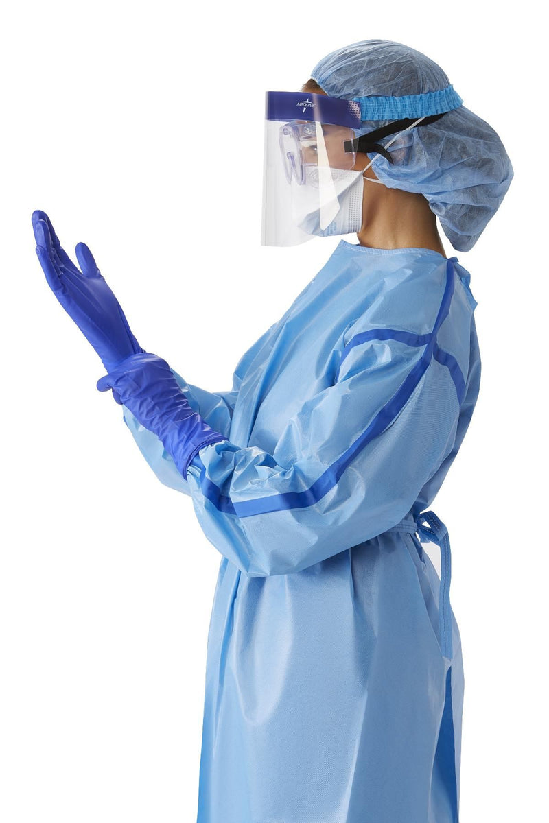 Single-Use Chemo-Tested SMS Protective Gown; Blue, Large — Case of 30