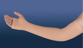 Protective Arm and Leg Sleeve with Thumb Loop; Beige with Yellow Stripe, Size M, Length: 16.5" (42 cm), Circumference: 11"(28 cm) — Pair