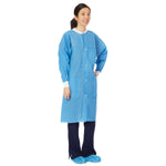 Multi-Layer Lab Coat with Knit Cuffs and Collar; Medium, Blue — Case of 30