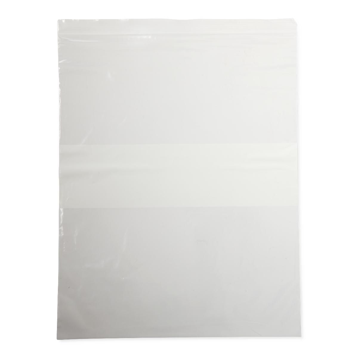 Plastic Zip-Closure Bag with White Write-On Block; 12" x 15" (30 cm x 38 cm) — Case of 1000