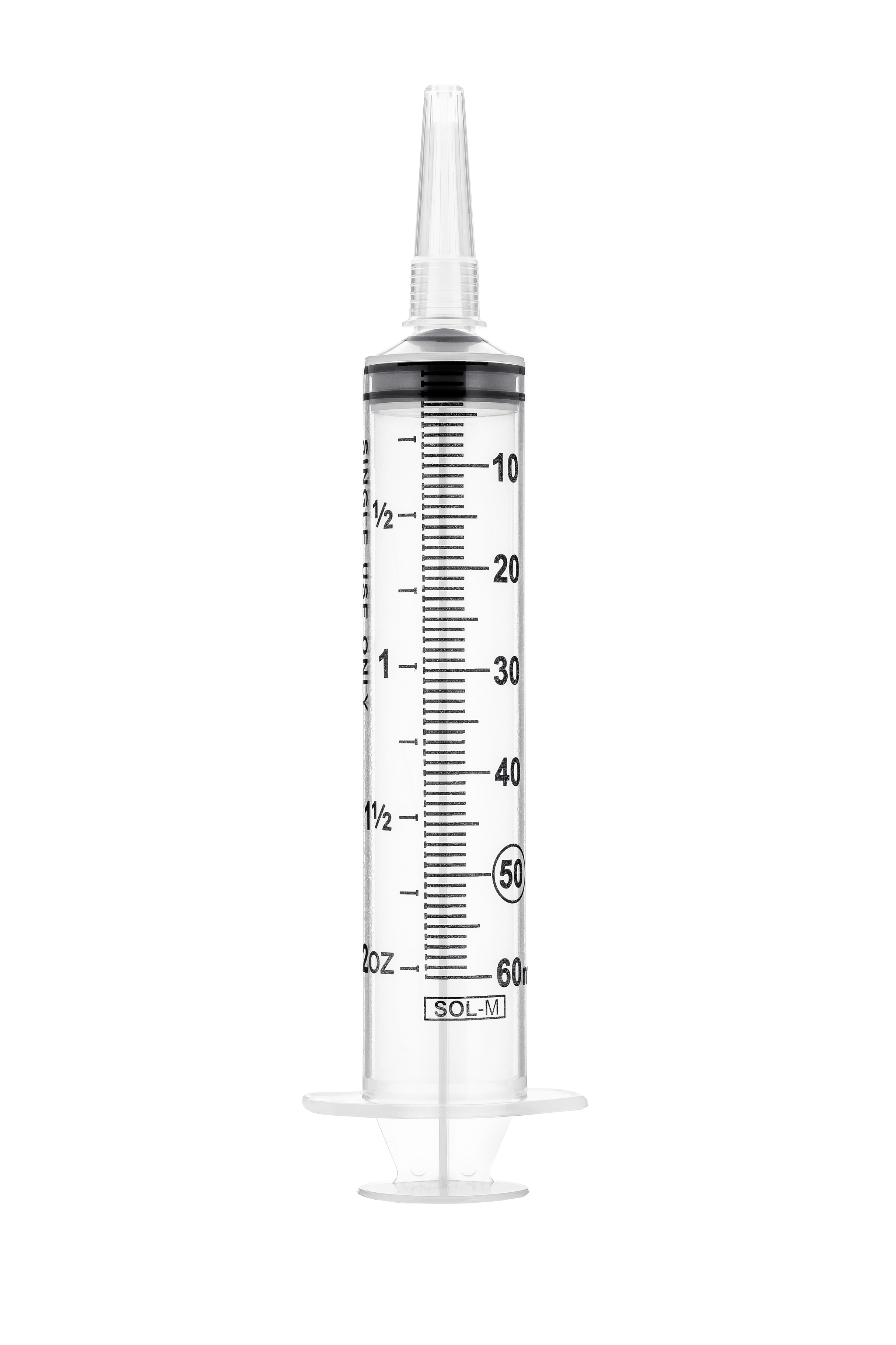 Sol-M180060CT60 mL catheter-tip syringe without needle, genuine manufacturer photo.