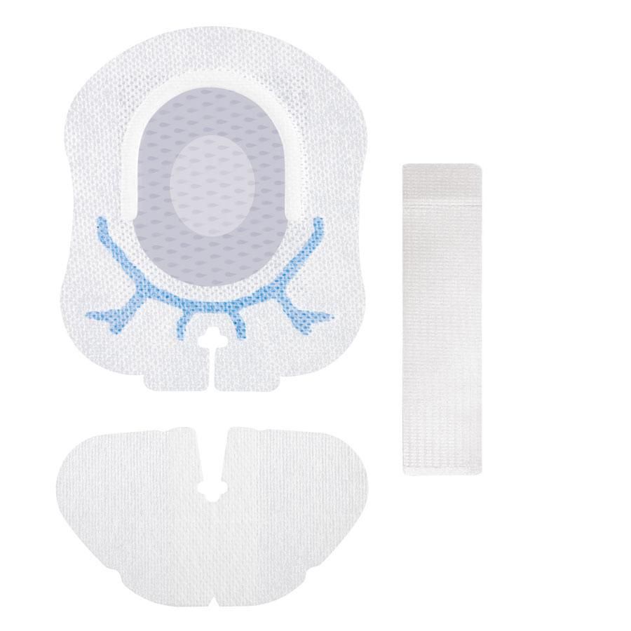 SorbaView SHIELD Integrated Securement Dressing; Contour, Adhesive-Free Zone, 3.75" x 4.25" (9.52 cm x 10.79 cm) — Case of 50
