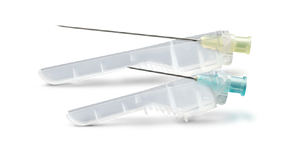 Actual supplier photo of Terumo SurGuard3 safety needles without syringes; family illustration, selected gauge and length stated in listing.