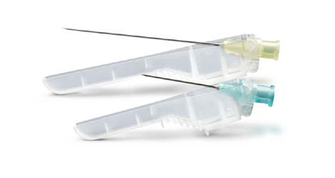 Actual supplier photo of Terumo SurGuard3 safety needles without syringes; family illustration, selected gauge and length stated in listing.