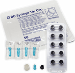 BD Luer-Lok™ Sterile Syringe Tip Cap Tray; Black — Case of 2000