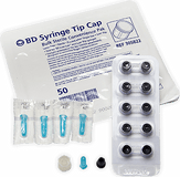 BD Luer-Lok™ Sterile Syringe Tip Cap Tray; Black — Case of 2000