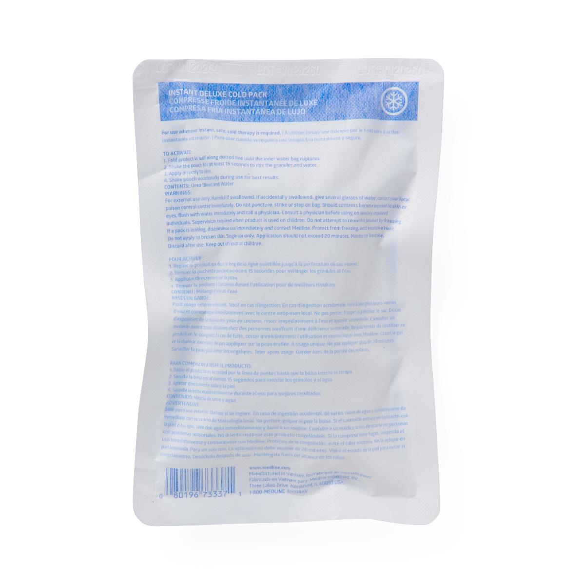 Medline Deluxe Instant Cold Pack with Gentle Cover, 6 × 9 in, Each