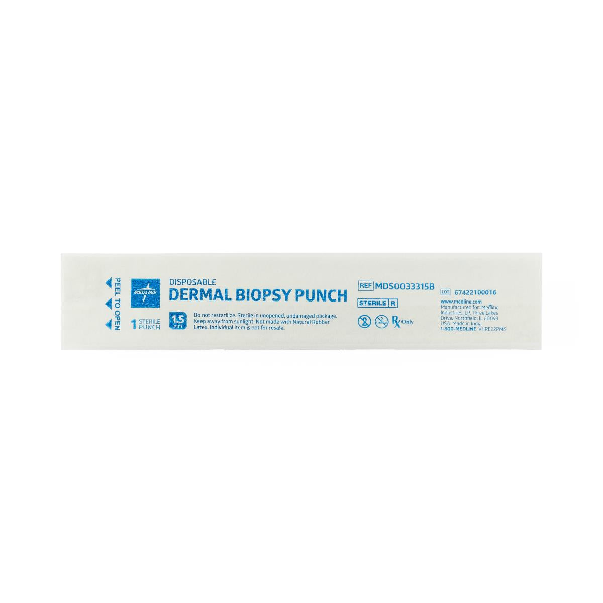 Medline Sterile Biopsy Punch, 1.5 mm Diameter, Box of 50
