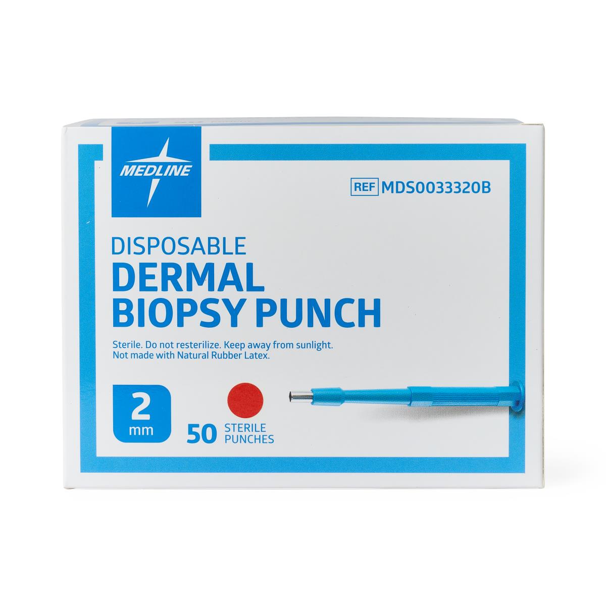 Medline Sterile Biopsy Punch, 2 mm Diameter, Box of 50