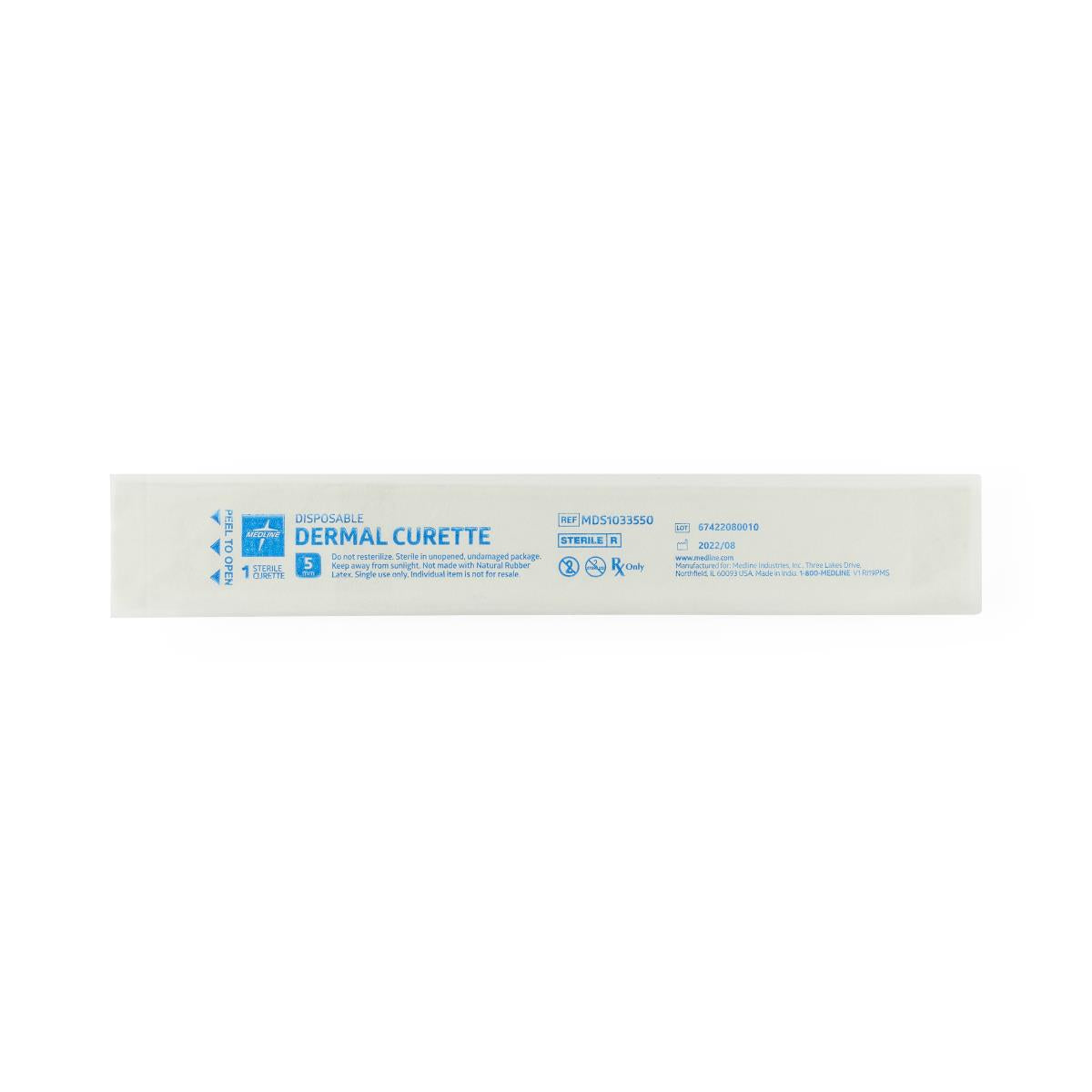 Medline Sterile Disposable Dermal Curette, 5 mm, Box of 50