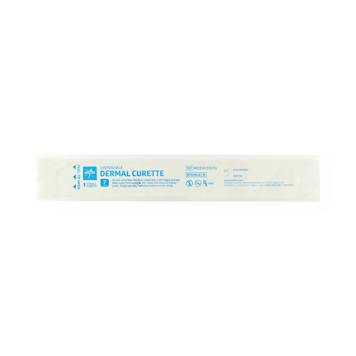 Medline Sterile Disposable Dermal Curette, 7 mm, Box of 50